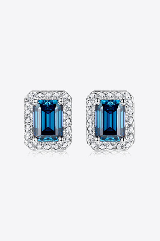 2 Carat Moissanite Stud Earrings in Indigo