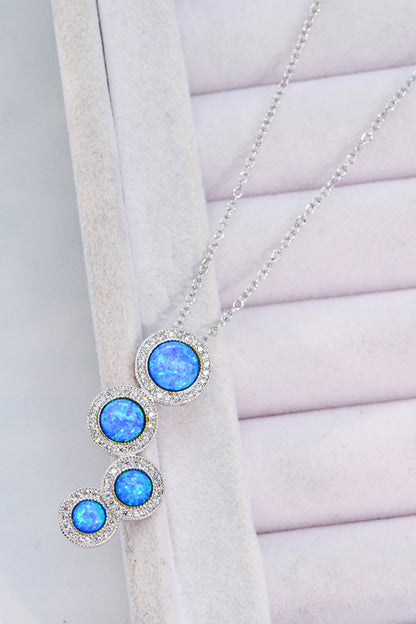 Opal Round Pendant Chain-Link Necklace