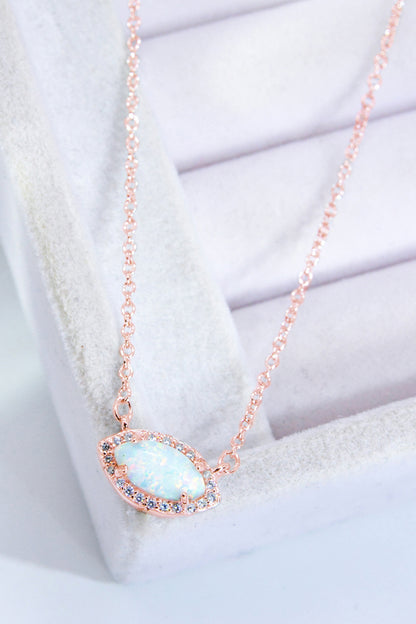 18k Rose Gold-Plated Opal Pendant Necklace