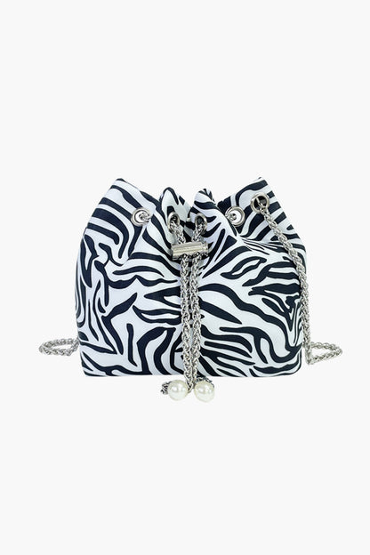 Animal Print Nylon Bucket Bag