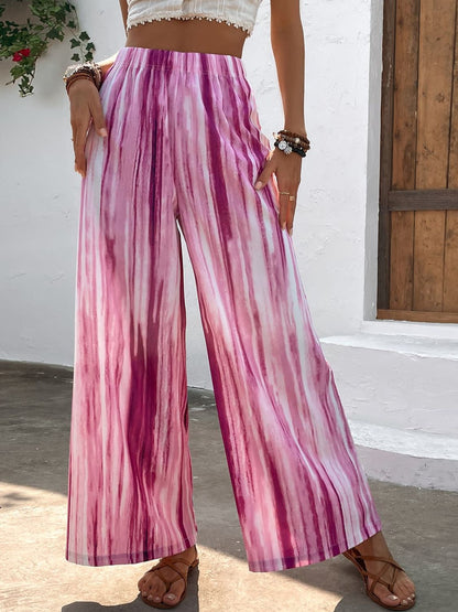 Striped High Waist Wide Leg Pants