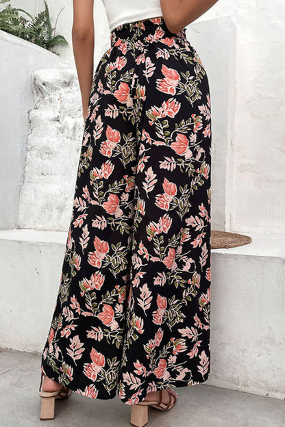 Floral Pull-On Wide Leg Pants