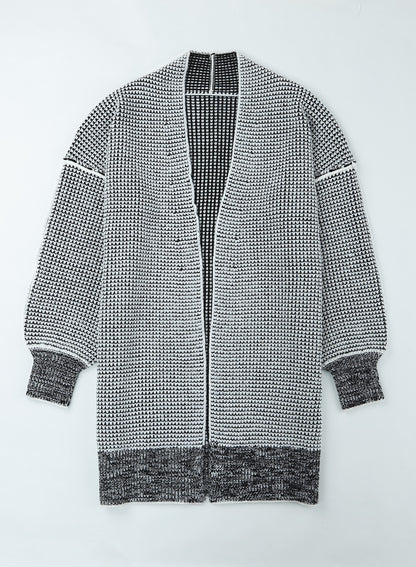 Woven Right Heathered Open Front Longline Cardigan