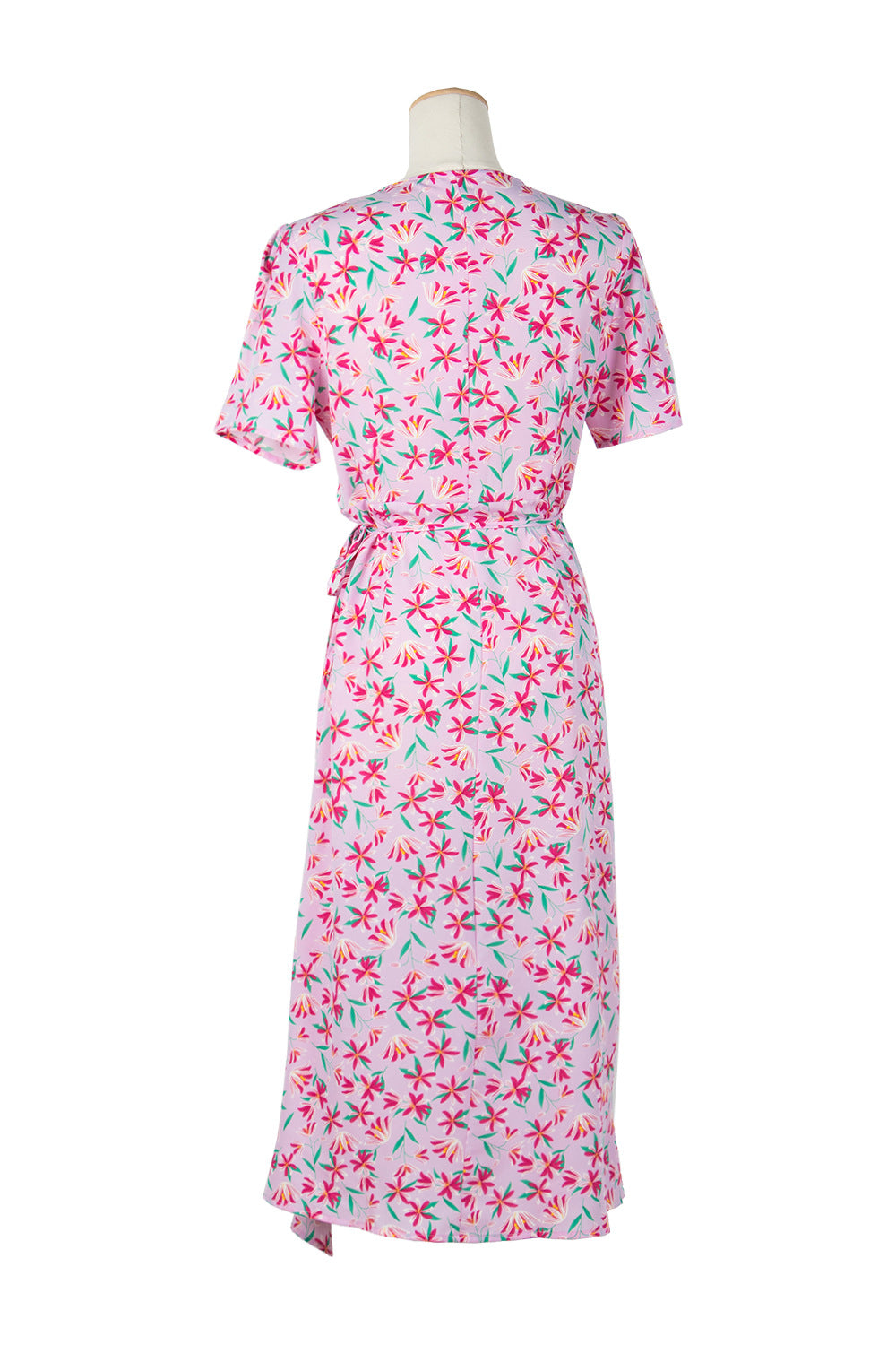 Floral Surplice Neck Short Sleeve Dress