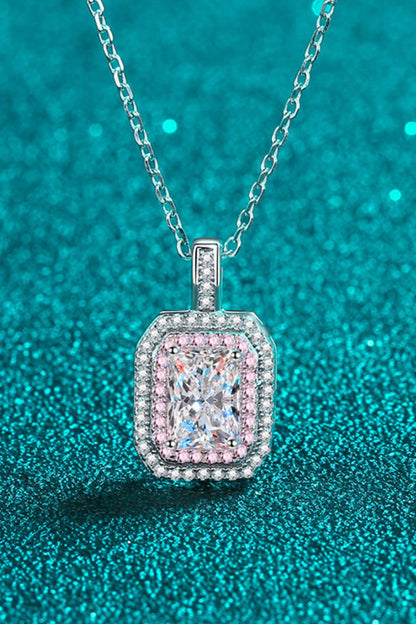 1 Carat Moissanite Geometric Pendant Chain Necklace